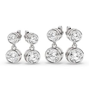 Boucles d'oreilles pendantes minimalistes en or 14 carats avec diamants de laboratoire sertis clos, certifiées IGI, pour usage quotidien - Product Image 3