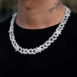Men's 14mm 925 Sterling Silver Cuban Style <b>Rapper</b> <b>Chain</b> 10/14/18K Gold Plated Moissanite Diamond Fashion Body <b>Chain</b> - Product Image 1