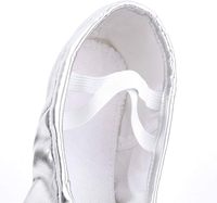 Zapatillas de Ballet con Suela Partida, Zapatos Planos de Ballet de Cuero Plateado para Niñas, Niños y Mujeres