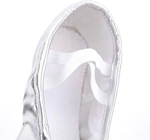 Ballet Dance Shoes Split Sole Slipper <b>Flats</b> Ballet Dance Silver Leather Shoes for Girl Kid Women - Product Image 4
