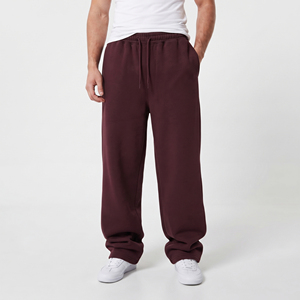 Pantalones deportivos casuales de forro polar grueso de pierna ancha para hombre al por mayor, pantalones de algodón de pierna ancha personalizados para hombre - Product Image 1