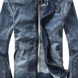 Veste en jean en toile pour homme, personnalisée, de haute qualité, respirante, 340g, avec fermeture éclair, broderie de logo frontal, style streetwear - Product Image 5