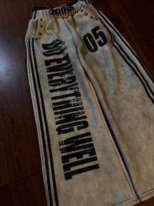 Custom Heavyweight Distressed Fleece Sweatpants Mens Vintage Letter Graphic Wide Leg <b>Pants</b> Retro <b>Y2K</b> Streetwear Joggers - Product Image 5