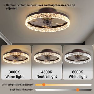 Ventilatore da soffitto a LED a basso profilo con luce, telecomando, dimmerabile, 6 velocità e timer, pale reversibili, marrone, 20 pollici - Product Image 5
