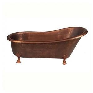 Baignoire autoportante en cuivre haut de gamme avec baignoire profonde faite à la main, finition martelée antique pour salles de bain de luxe à la maison et dans les villas - Product Image 2