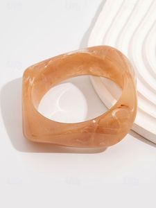 Geometric Resin Cuff Bracelet Unisex <b>Orange</b> Wavy Pattern Fashion Jewelry Trendy Acrylic Bangles - Product Image 2