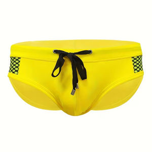 Maillot de bain décontracté d'été pour homme, couleur jaune, confortable, sportif, séchage rapide, uni, 100% polyester, écologique, respirant - Product Image 3