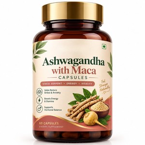 Capsules d'Ashwagandha et de Maca pour un style de vie actif, 60 unités, préparées pour le bien-être quotidien, favorisent l'énergie - Product Image 1