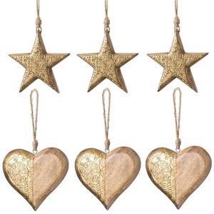 Gold <b>Star</b> Christmas Ornament Metal Hanging Decor Holiday Tree <b>Decoration</b> Geometric Shape Modern Design Living Room Home Decor - Product Image 6