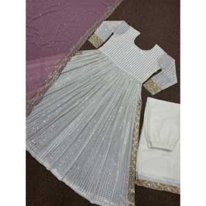 Ensembles fantaisie pour femmes avec palazzo et dupatta, broderie et travail de paillettes sur le haut - Product Image 1