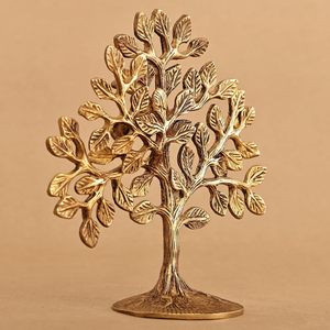 Escultura Decorativa de Árbol de la Vida en Metal Dorado, Adorno de Mesa con Diseño de Hojas Intrincadas para Sala de Estar, Oficina, Escritorio o Estante - Product Image 3