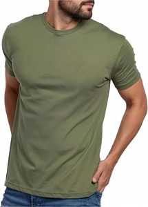 Camiseta de Punto Jersey de Manga Corta, Corte Regular, 320g, Simple, Elegante, de Algodón Suave, Cuello Redondo, Ecológica, para Hombre, Casual - Product Image 3