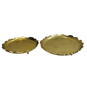 Antique Design Aluminum Gold Finished <b>Tray</b> for Serving Platter with Strong Grip Handles And Shiny for Dining Table and Kitchen - Product Image 4