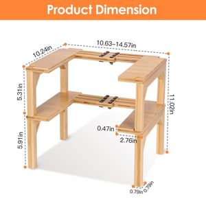 2-Tier Expandable Bamboo <b>Spice</b> <b>Rack</b> <b>Kitchen</b> Storage Seasoning Organizer Cabinet Stackable and Extendable <b>Spice</b> Jar <b>Rack</b> - Product Image 6