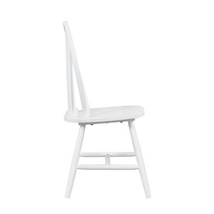 Set di 2 Sedie da Pranzo in Legno Stile Rustico con Finitura Bianca, Arredamento Casual per Cucina con Design Tradizionale dello Schienale Windsor - Product Image 4