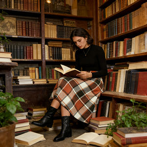 Hot sale on Temu High Waist Plaid A-line <b>Skirt</b> Women's Casual Midi <b>Swing</b> <b>Skirt</b> Chic Plaid Pattern <b>Skirt</b> for Daily Commute - Product Image 3