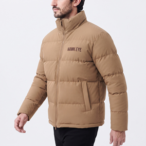 <b>Men's</b> Warm Winter <b>Padded</b> <b>Coat</b> Stand Neck Zipper Front Windproof Casual Regular Fit Quilted Outdoor Jacket Polyester Fill - Product Image 3
