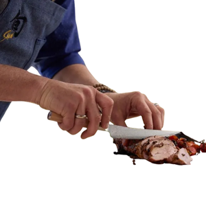Cuchillo de filetear de 6 pulgadas con hoja curva de acero de Damasco y mango de madera Pakkawood rubia para deshuesar, recortar y rebanar pescado y carne. - Product Image 3