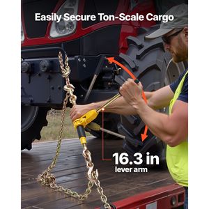 Set di Cinghie a Cricchetto con Carico di Lavoro di 8000 Libbre, Catene G80 da 5/16 X 14 Piedi, Tendicatene a Cricchetto per Fissaggio Sicuro - Product Image 6