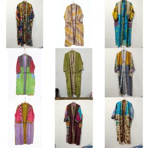 Bata de Casa de Seda de Lujo para Mujer, Kimono Bohemio Estampado Unisex, Ropa de Dormir Térmica para Mujer, Vestido de Playa, Kimono de Seda con Parches - Product Image 1