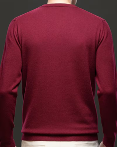 Men's Crew Neck Knitted Pullover Solid Color Casual Sweatshirt Regular Fit Autumn Wear 100% Cotton Anti-Pilling - Product Image 3