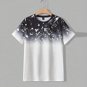 Ensemble T-shirt et short pour homme, imprimé dégradé noir et blanc, décontracté, été, tenue en deux pièces, respirant, vêtements streetwear - Product Image 6