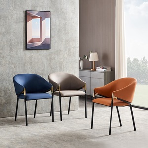 Silla de Comedor <span class=keywords><strong>Vita</strong></span> Bella Sedia Arancione de Diseño con Respaldo Curvo en Cuero Gris para Muebles de Comedor de Villa o Cafetería - Product Image 4