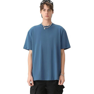 T-shirt Homme Décontracté OEM en Coton Tricoté de Haute Qualité 100% Coton, Coupe Oversize à Épaules Tombantes, Impression de Logo Personnalisé, Chemise Haut de Gamme - Product Image 1