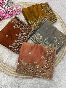 Sari indio de diseño elegante para fiestas, con lentejuelas, para todas las ocasiones especiales y funciones, atuendo moderno para mujer - Product Image 3