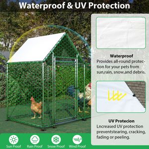 Recinto per Polli in Metallo 10x3FT, Pollaio da Giardino, Gabbia per Pollame con Copertura, Recinti per Animali - Product Image 6