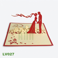 Tarjeta de Invitación de Boda 3D Pop-Up Personalizada con Sobre, Hecha a Mano, Estilo Romántico, Papel Recortado, Decoración para el Hogar, Oferta de Navidad ANN