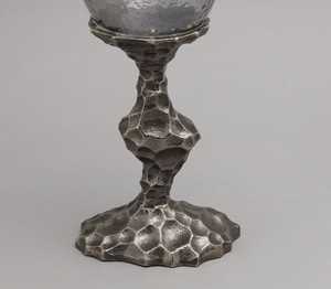 Jaffsexports Candelabro de Aluminio Niquelado Antiguo con Textura Martillada y Soporte de Cristal Mercurizado, Ecológico y Duradero para - Product Image 2