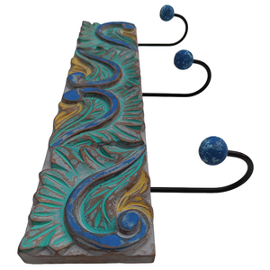 Colgador de llaves decorativo tallado en madera Smart Art Green Wash, hecho a mano, para montar en la pared, organizador de llaves, decoración de pared de madera de ingeniería. - Product Image 5