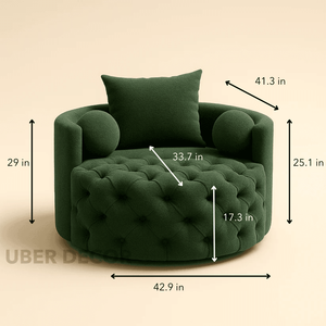 Orania Fauteuil d'Appoint Pivotant à 360 Degrés Canapé à Baril Simple avec Base Ronde Tuftée et 3 Coussins pour le Salon - Product Image 1