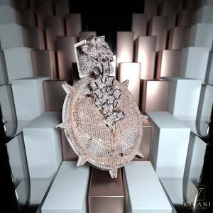 Colgante y Amuleto Personalizado de Plata de Ley 925 con Moissanita VVS y Diamantes de Laboratorio, Cadena Iced Out Estilo Hip Hop - Product Image 4