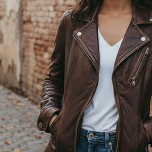 Veste en cuir de mouton pour femme, vêtement d'extérieur d'hiver, décontractée, réversible, imperméable, écologique - Product Image 3