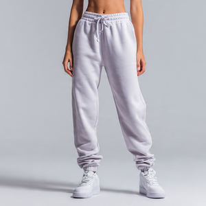 Pantalon de jogging en molleton épais pour femme, taille haute à cordon de serrage, coupe-vent, respirant, logo personnalisé, vente en gros - Product Image 2