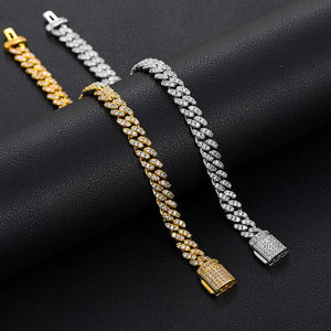 Pulsera de Cadena de Diamantes Chapada en Oro y Rodio sobre Plata 925 para Hombre, Corte Brillante Redondo, Micro Pavé, Geométrica, de Lujo, para Uso Diario - Product Image 4
