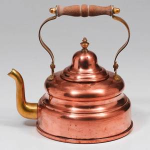 Tetera de Cobre Redonda de Diseño Clásico con Tapa, Tetera de Metal - Product Image 4