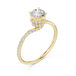 แหวนแต่งงานเพชรทรงกลม 14K โรสโกลด์ เพชรเพาะเลี้ยงสำหรับผู้หญิง เพชรเพาะเลี้ยงใหม่ - Product Image 5