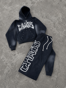Custom <b>Lightweight</b> Zip <b>Hoodie</b> Raw Edge Applique Letter Patch Wide Leg Sweatpants Luxury Streetwear Eco-Friendly Casual Cotton - Product Image 5