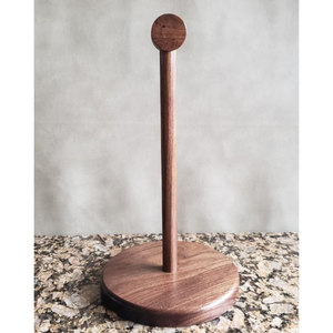 Support de papier essuie-tout en bois artisanal unique, base robuste, organisateur de rouleaux de cuisine sur pied pour la décoration de ferme moderne - Product Image 1