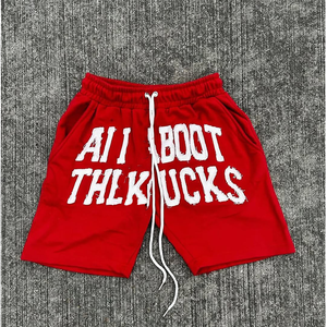 Pantalones cortos bordados desgastados lavados con piedra Terry francés de algodón de peso pesado holgados personalizados para hombres - Product Image 4