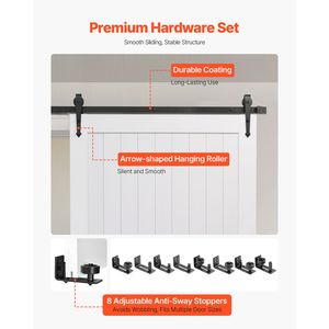 Kit Porta Scorrevole 48 X 84 Pollici per Camera da Letto, Pannello MDF ad Alta Resistenza, Superficie in PVC Impermeabile, Facile Installazione - Product Image 5