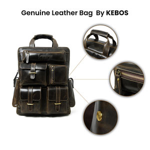 Sac à dos pour ordinateur portable en cuir véritable avec logo personnalisé, sac à dos de voyage en cuir véritable pour hommes et femmes - Product Image 6