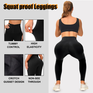 Run Apparel's High Waist Full Length Solid Black Yoga <b>Leggings</b> <b>With</b> <b>Pockets</b> Seamless Elastic Waist Four-Way Stretch Yoga <b>Legging</b> - Product Image 5