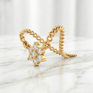 0.10CTW Gold Plated IGI Certified Round Brilliant Prong Cluster Flower Diamond Pendant for Wedding Engagement Anniversary <b>Gift</b> - Product Image 2