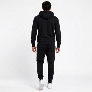 Ensemble de survêtement streetwear vert menthe pour homme, à capuche, manches longues, couleur unie, décontracté, respirant, en coton, avec cordon de serrage - Product Image 2