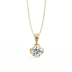 Collar de Oro Amarillo de 18K con Diamante Redondo de Corte Brillante, Oro Sólido Natural, Moderno, Unisex, de Lujo, para Regalo de Compromiso - Product Image 1