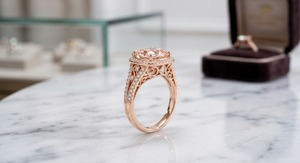 Bague de fiançailles élégante en Morganite naturelle, taille coussin, en argent sterling 925 plaqué or rose, sertie griffes - Product Image 5